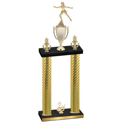 Double Gold Carbon Fiber Second Place Skater Trophy