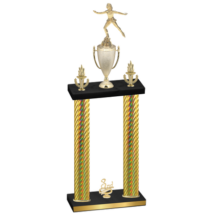 Double Gold Carbon Fiber Third Place Skater Trophy