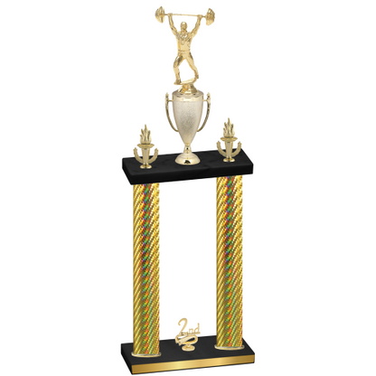 Double Gold Carbon Fiber Second Place Weights Trophy