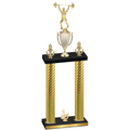 Double Gold Carbon Fiber Third Place Weights Trophy
