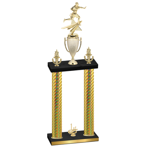 Double Gold Carbon Fiber First Place Flag Football Trophy