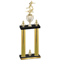 Double Gold Carbon Fiber Victory Flag Football Trophy