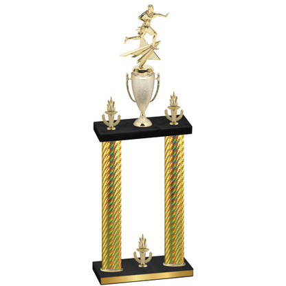 Double Gold Carbon Fiber Victory Flag Football Trophy
