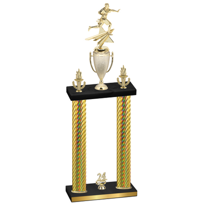 Double Gold Carbon Fiber Year Flag Football Trophy