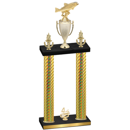 Double Gold Carbon Fiber Fourth Place Fishing Trophy