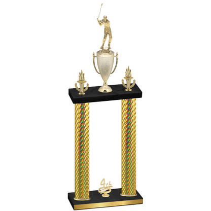 Double Gold Carbon Fiber Fourth Place Golf Trophy
