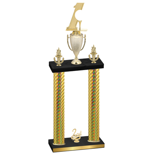 Double Gold Carbon Fiber Second Place Golf Trophy