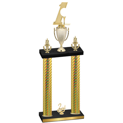 Double Gold Carbon Fiber Second Place Golf Trophy