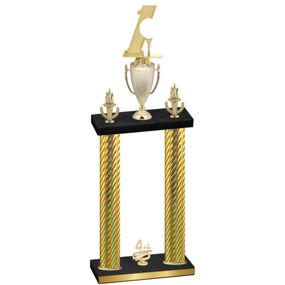 Double Gold Carbon Fiber Fourth Place Golf Trophy