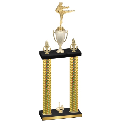 Double Gold Carbon Fiber First Place Karate Trophy