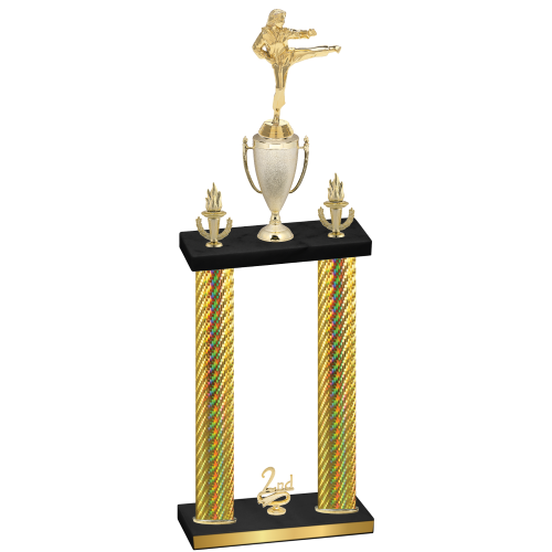 Double Gold Carbon Fiber Second Place Karate Trophy