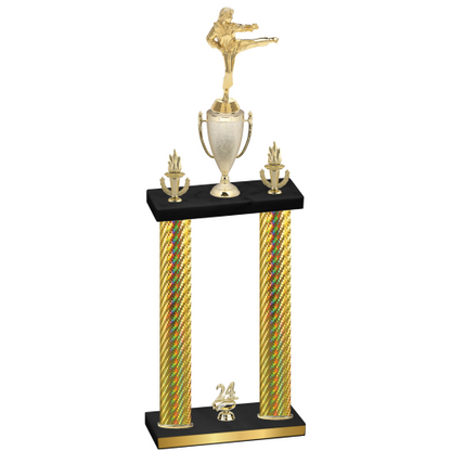 Double Gold Carbon Fiber Year Karate Trophy