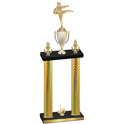 Double Gold Carbon Fiber First Place Karate Trophy
