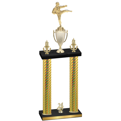 Double Gold Carbon Fiber Year Karate Trophy