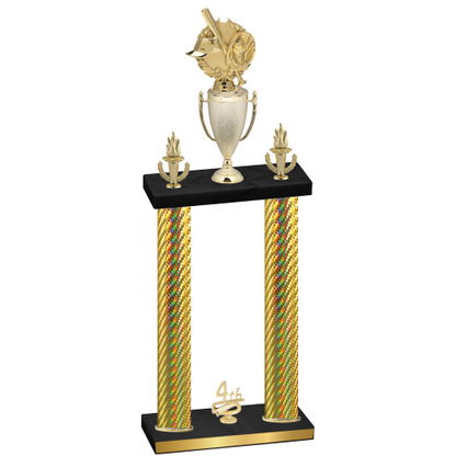 Double Gold Carbon Fiber Fourth Place Baseball Trophy