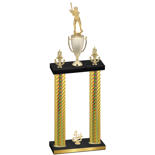 Double Gold Carbon Fiber Fourth Place Baseball Trophy