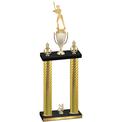 Double Gold Carbon Fiber Year Softball Trophy