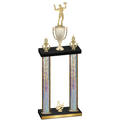 Double Silver Glacier Third Place Volleyball Trophy