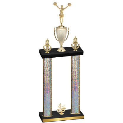 Double Silver Glacier Fourth Place Cheerleading Trophy