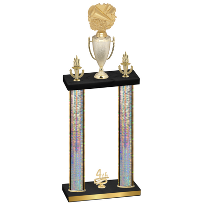 Double Silver Glacier Fourth Place Cheerleading Trophy