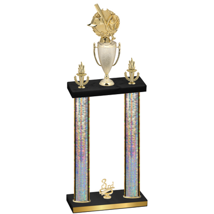 Double Silver Glacier Third Place Baseball Trophy