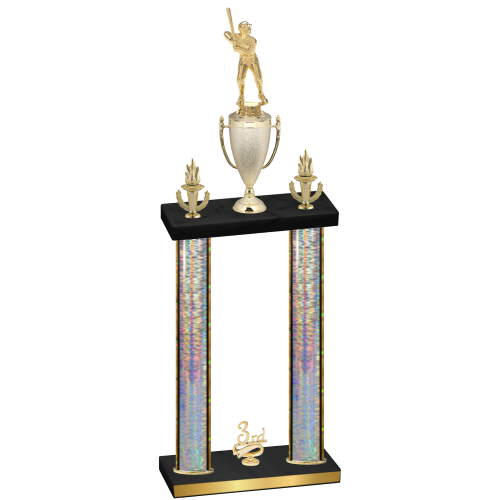 Double Silver Glacier Third Place Baseball Trophy