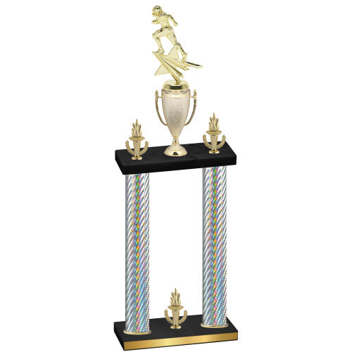 Double Silver Carbon Fiber Victory Football Trophy