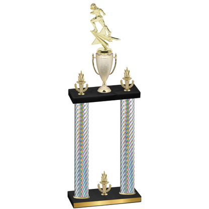 Double Silver Carbon Fiber Victory Football Trophy