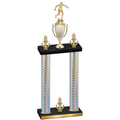 Double Silver Carbon Fiber Victory Soccer Trophy