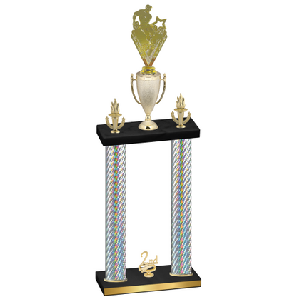 Double Silver Carbon Fiber Second Place Rugby Trophy