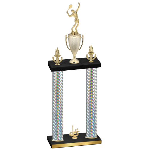 Double Silver Carbon Fiber First Place Tennis Trophy