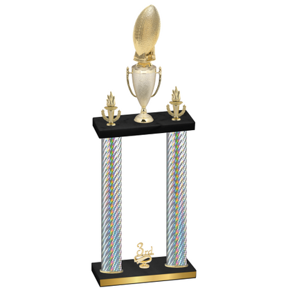 Double Silver Carbon Fiber Third Place Football Trophy