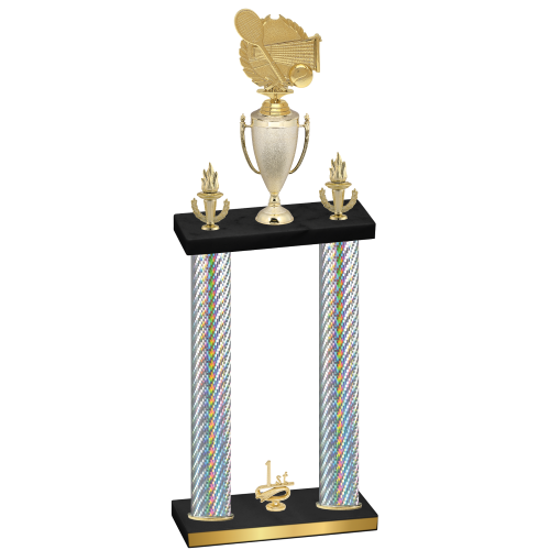 Double Silver Carbon Fiber First Place Tennis Trophy