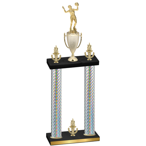 Double Silver Carbon Fiber Victory Volleyball Trophy