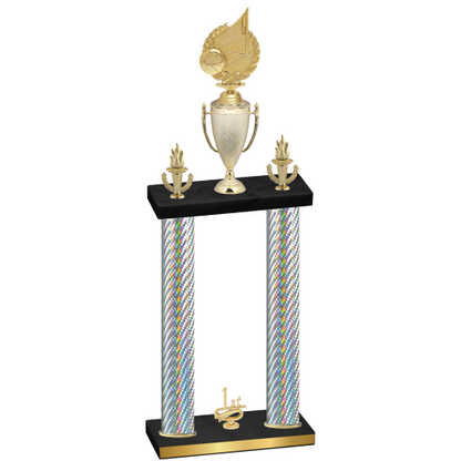 Double Silver Carbon Fiber First Place Volleyball Trophy