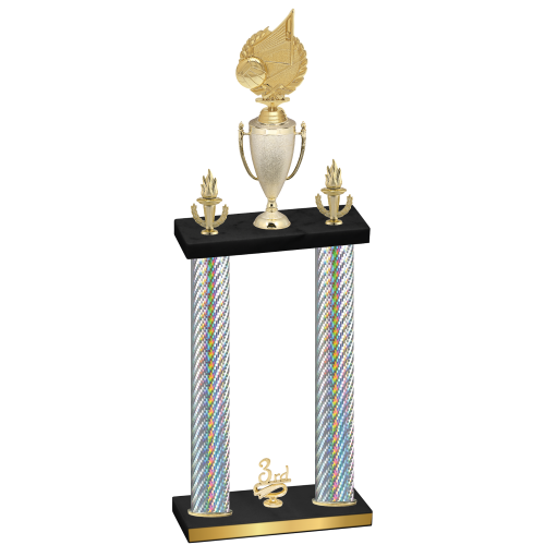 Double Silver Carbon Fiber Third Place Volleyball Trophy