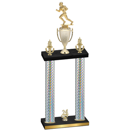 Double Silver Carbon Fiber Year Football Trophy