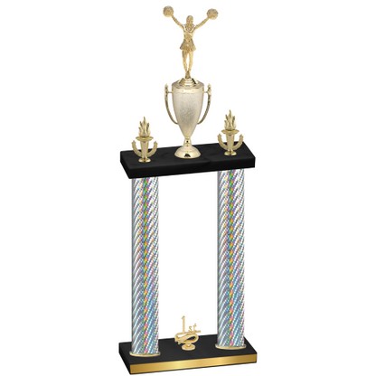 Double Silver Carbon Fiber First Place Cheerleading Trophy