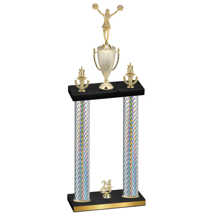 Double Silver Carbon Fiber Year Cheerleading Trophy
