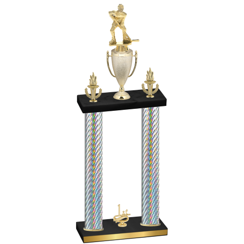 Double Silver Carbon Fiber First Place Hockey Trophy