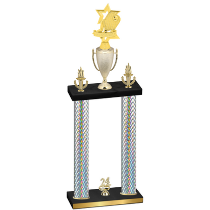 Double Silver Carbon Fiber Year Pickleball Trophy