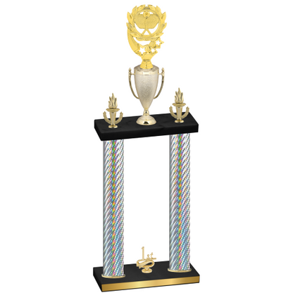 Double Silver Carbon Fiber First Place Pickleball Trophy