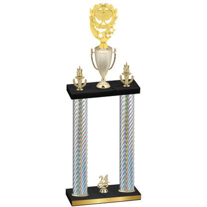 Double Silver Carbon Fiber Year Pickleball Trophy
