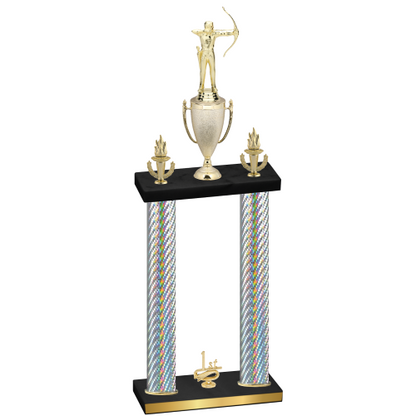 Double Silver Carbon Fiber First Place Archery Trophy