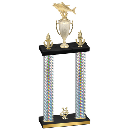Double Silver Carbon Fiber Year Fishing Trophy
