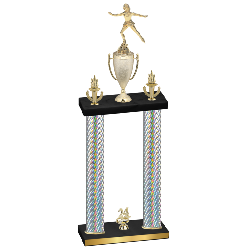 Double Silver Carbon Fiber Year Skater Trophy