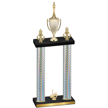Double Silver Carbon Fiber First Place Chess Trophy