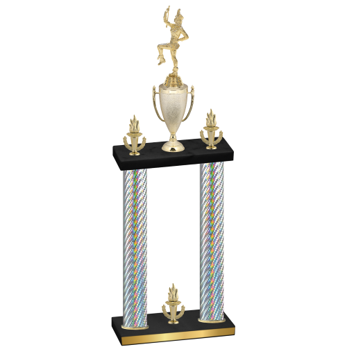 Double Silver Carbon Fiber Victory Majorette Trophy