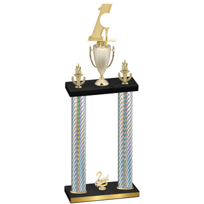 Double Silver Carbon Fiber Second Place Golf Trophy