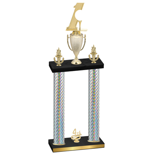 Double Silver Carbon Fiber Fourth Place Golf Trophy